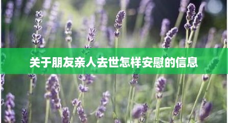 关于朋友亲人去世怎样安慰的信息