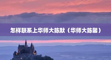 怎样联系上华师大陈默（华师大陈馨）