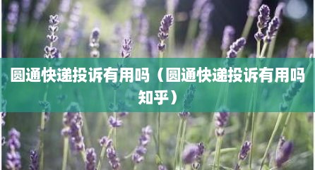 圆通快递投诉有用吗（圆通快递投诉有用吗知乎）