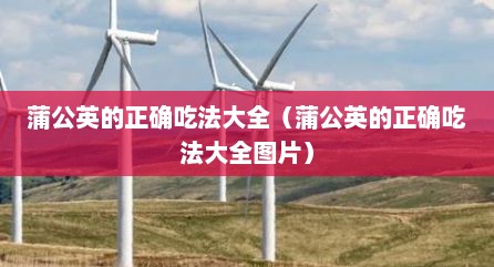 蒲公英的正确吃法大全（蒲公英的正确吃法大全图片）