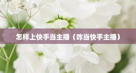 怎样上快手当主播（咋当快手主播）