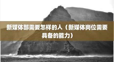 新媒体部需要怎样的人（新媒体岗位需要具备的能力）