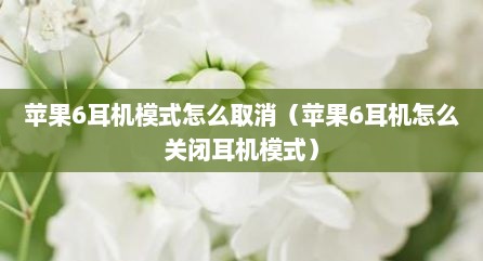 苹果6耳机模式怎么取消（苹果6耳机怎么关闭耳机模式）