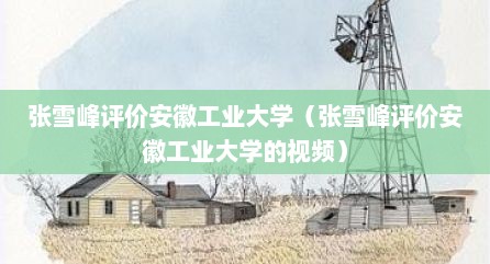 张雪峰评价安徽工业大学（张雪峰评价安徽工业大学的视频）