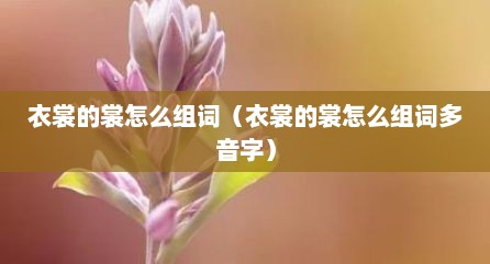 衣裳的裳怎么组词（衣裳的裳怎么组词多音字）