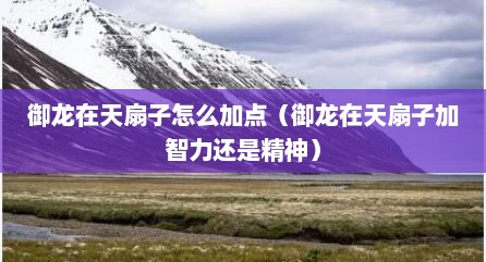 御龙在天扇子怎么加点（御龙在天扇子加智力还是精神）