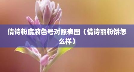 倩诗粉底液色号对照表图（倩诗丽粉饼怎么样）