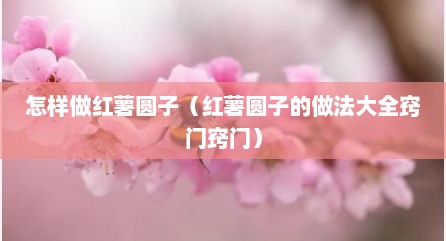 怎样做红薯圆子（红薯圆子的做法大全窍门窍门）