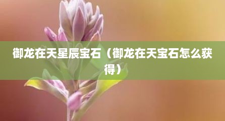 御龙在天星辰宝石（御龙在天宝石怎么获得）