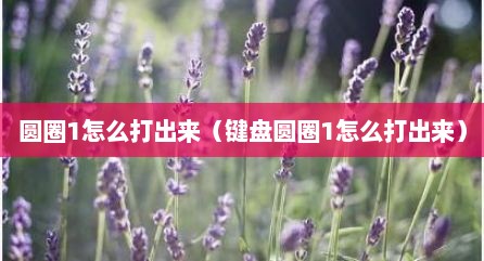 圆圈1怎么打出来（键盘圆圈1怎么打出来）