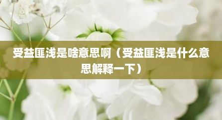 受益匪浅是啥意思啊（受益匪浅是什么意思解释一下）