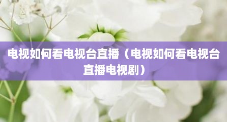 电视如何看电视台直播（电视如何看电视台直播电视剧）