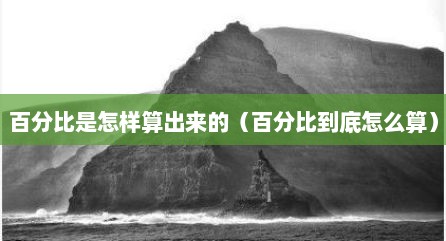 百分比是怎样算出来的（百分比到底怎么算）