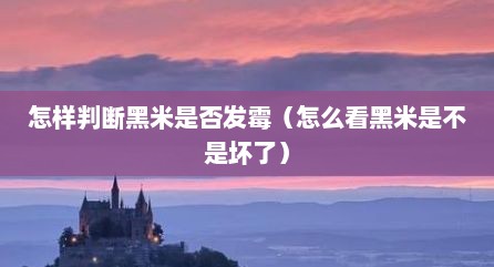 怎样判断黑米是否发霉（怎么看黑米是不是坏了）