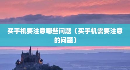 买手机要注意哪些问题（买手机需要注意的问题）