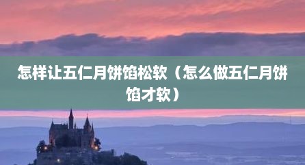 怎样让五仁月饼馅松软（怎么做五仁月饼馅才软）