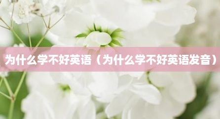 为什么学不好英语（为什么学不好英语发音）