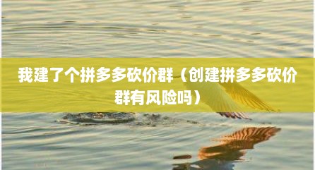 我建了个拼多多砍价群（创建拼多多砍价群有风险吗）
