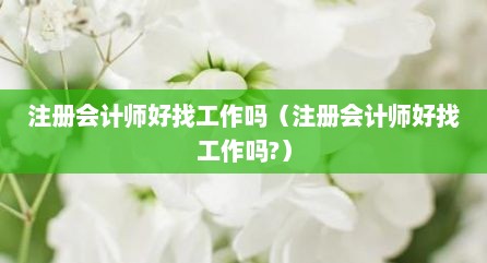 注册会计师好找工作吗（注册会计师好找工作吗?）