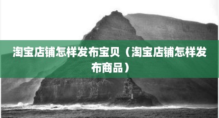 淘宝店铺怎样发布宝贝（淘宝店铺怎样发布商品）