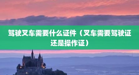 驾驶叉车需要什么证件（叉车需要驾驶证还是操作证）