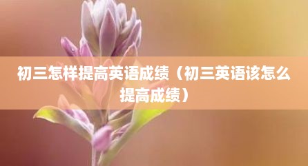 初三怎样提高英语成绩（初三英语该怎么提高成绩）