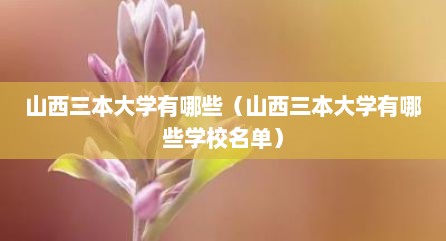 山西三本大学有哪些（山西三本大学有哪些学校名单）