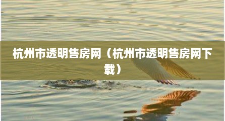 杭州市透明售房网（杭州市透明售房网下载）