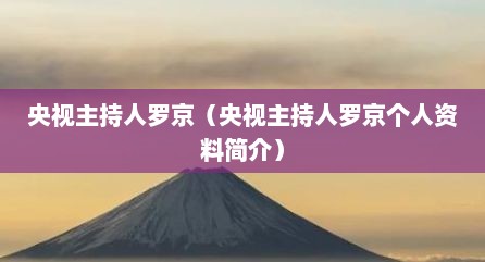 央视主持人罗京（央视主持人罗京个人资料简介）