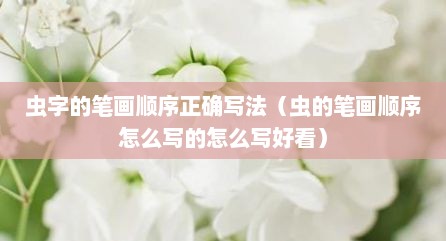 虫字的笔画顺序正确写法（虫的笔画顺序怎么写的怎么写好看）