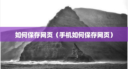 如何保存网页（手机如何保存网页）