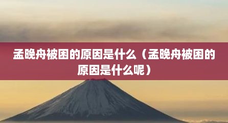 孟晚舟被困的原因是什么（孟晚舟被困的原因是什么呢）