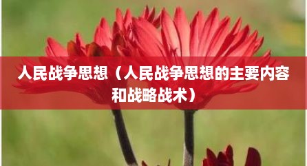 人民战争思想（人民战争思想的主要内容和战略战术）