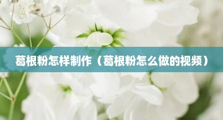 葛根粉怎样制作（葛根粉怎么做的视频）