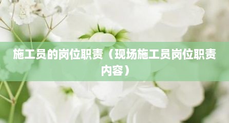施工员的岗位职责（现场施工员岗位职责内容）