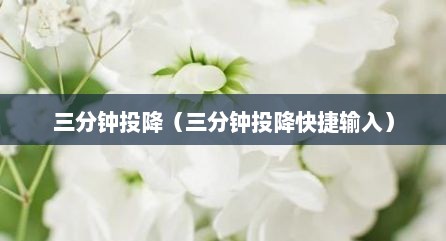 三分钟投降（三分钟投降快捷输入）