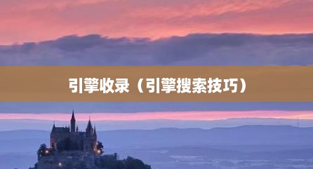 引擎收录（引擎搜索技巧）