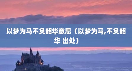 以梦为马不负韶华意思（以梦为马,不负韶华 出处）