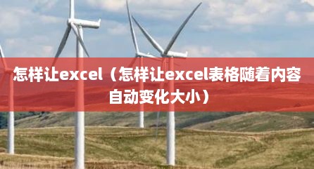 怎样让excel（怎样让excel表格随着内容自动变化大小）