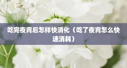 吃完夜宵后怎样快消化（吃了夜宵怎么快速消耗）