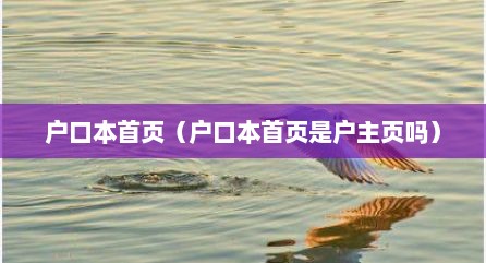 户口本首页（户口本首页是户主页吗）