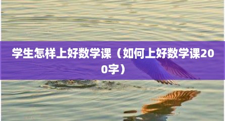 学生怎样上好数学课（如何上好数学课200字）
