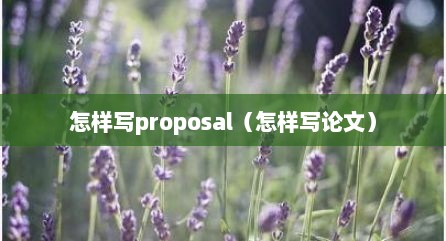 怎样写proposal（怎样写论文）