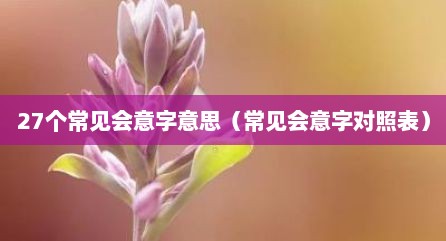 27个常见会意字意思（常见会意字对照表）