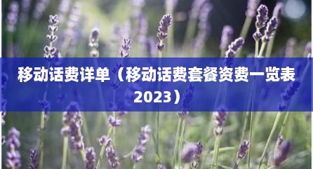 移动话费详单（移动话费套餐资费一览表2023）
