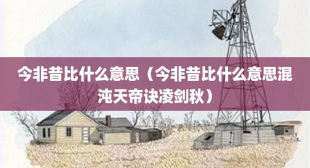 今非昔比什么意思（今非昔比什么意思混沌天帝诀凌剑秋）
