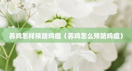 养鸡怎样预防鸡瘟（养鸡怎么预防鸡瘟）
