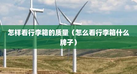 怎样看行李箱的质量（怎么看行李箱什么牌子）