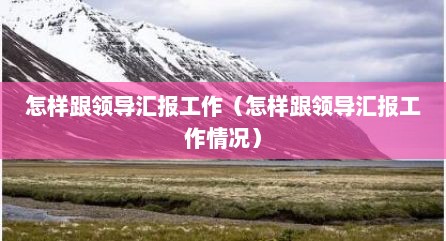 怎样跟领导汇报工作（怎样跟领导汇报工作情况）
