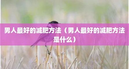 男人最好的减肥方法（男人最好的减肥方法是什么）